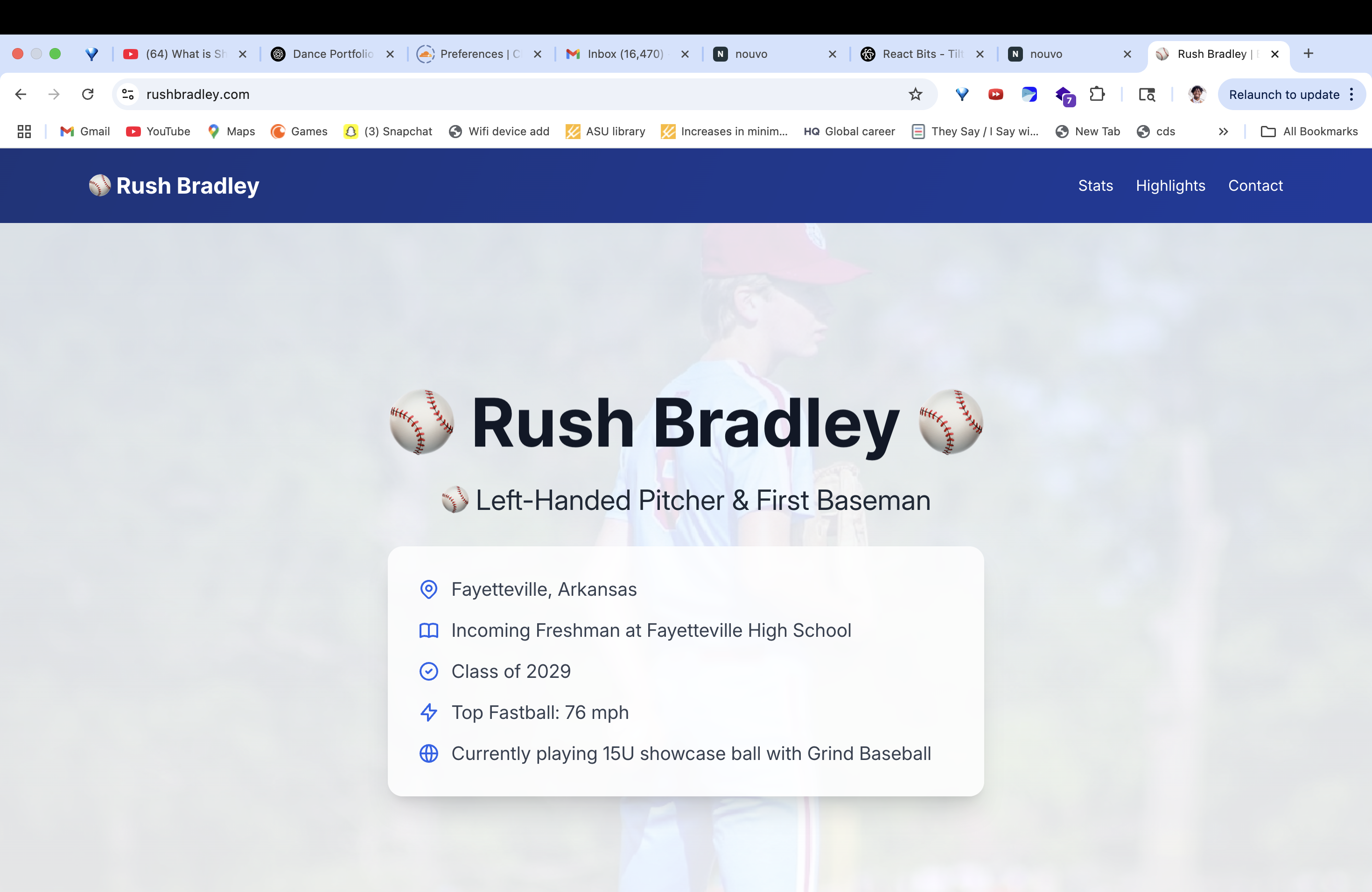 Rush Bradley Baseball Portfolio